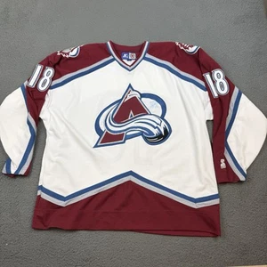 Camiseta deportiva vintage Colorado Avalanche para hombre XL Deadmarsh Starter autografiada blanca - Imagen 1 de 14