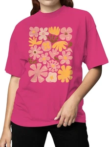 Retro Floral Art Print Women's T-shirt - Picture 1 of 15