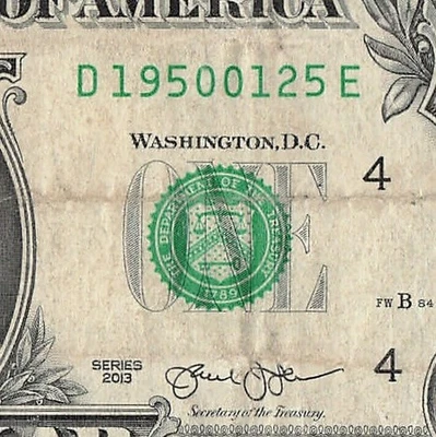 JAN 25 1950 Birthday Fancy Serial Number Date Note One Dollar Bill 01 25 1950 - Image 1 of 4