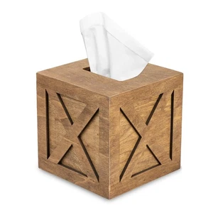 Ilyapa Holz Tissue Box Abdeckung Bauernhaus X gemustert - rustikal weiß Holzhalter - Bild 1 von 7