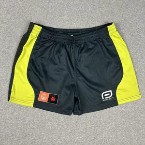 AFL AFLW Umpire Issued Footy Shorts Size M Grey & Green Elastic Waist GPS Pocket - Foto 1 di 11