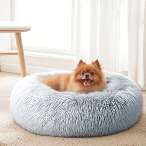 Small Dog Bed, Donut Round Calming Dog Cat Bed, Comfort Anti-Anxiety Fluffy P... - Picture 1 of 9