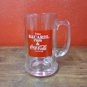 Taza de vidrio vintage 1978 con licencia Coca Cola Barcardi ron y Coca-Cola Stein 12 OZ - Imagen 1 de 8