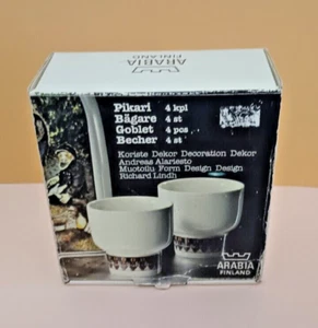 Arabia Finland, Set of 4 Goblets in original box, "Pontikankeittajat" 1980s. - Picture 1 of 6