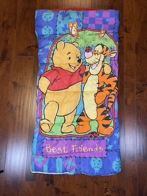 Disney WINNIE THE POOH Childrens Sleeping Bag Vintage Pooh Tigger Best Friend - Image 1 of 4