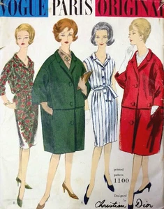 1960s Vintage VOGUE Sewing Pattern B34 DRESS & COAT (1383R) Christian Dior - Picture 1 of 3