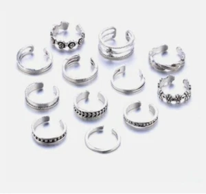 24pcs Adjustable Toe Rings Women Silver Gold Open Ring Beach Foot Jewelry Set - Picture 1 of 3