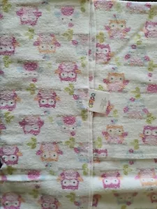 Circo Pink Owl on Branch Baby Receiving Blanket White Orange Blue Flannel Bird - Picture 1 of 5
