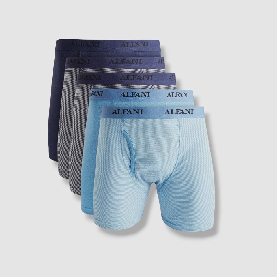 Paquete de 5 calzoncillos boxer clásicos de algodón azul para hombre Alfani ropa interior talla XL Foto 1 de 1