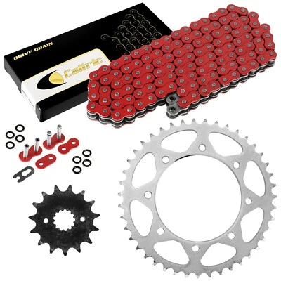O-Ring Drive Chain & Sprockets Kit for Kawasaki KLR650 KL650 1987 1988- 1990 Red - Image 1 of 4