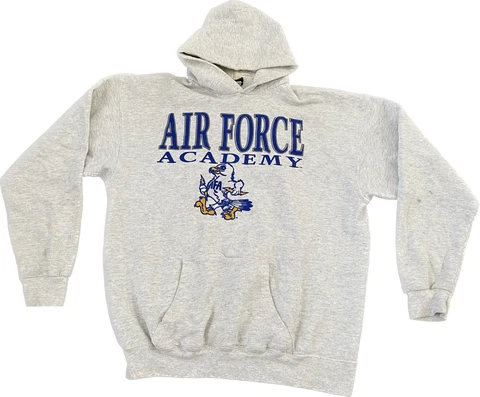 Vintage 90s Air Force Academy Falcons Gray USA XL Hoodie Sweatshirt VTG Cover