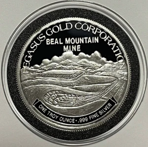 Pegasus Beal Mountain Mine Montana Proof Coin 1 Troy Oz .999 Fine Silver Round - Picture 1 of 9