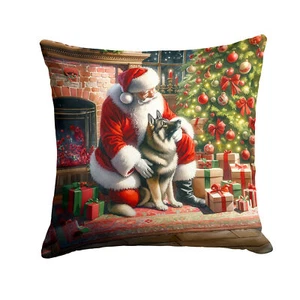 Norwegian Elkhound and Santa Claus Fabric Decorative Pillow DAC4145PW1414 - Picture 1 of 6