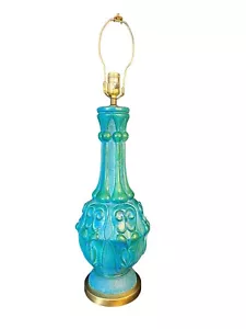 Mid Century blau und grün Wirbel Kreidegeschirr Lampe - Bild 1 von 7
