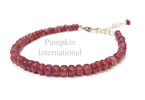 Stunning Pink Ruby Rondelle Beads Handmade Bracelet Silver Plated Jewelry - Picture 1 of 4