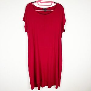 Eileen Fisher Red Midi Dress Plus Size 1X Pockets Contemporary 