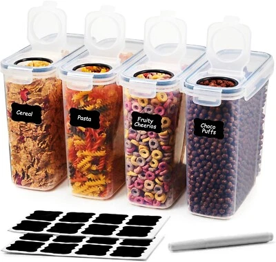Large 4L Cereal Containers Set – Airtight Food Storage Boxes for Kitchen Pantry - Image 1 of 4