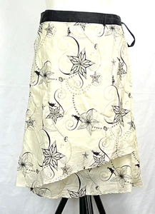 Ben Sherman Flapper Dancing Girls Art Deco Stars Print Ivory Silk Wrap Skirt XS - Picture 1 of 3