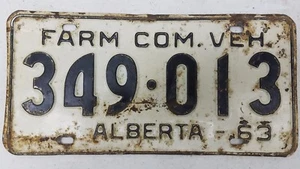 1963 ALBERTA Canada Farm Commercial Vehicle License Plate 349-013 - Picture 1 of 1