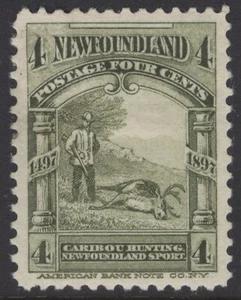 NEUFUNDLAND 64 1897 4c KARIBU JAGDKABINE 400-JÄHRIGES JUBILÄUMSAUSGABE SS MPH  - Bild 1 von 2