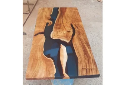 Wood Epoxy Console Table Top for Living Room, Custom River Coffee Table - Image 1 of 4