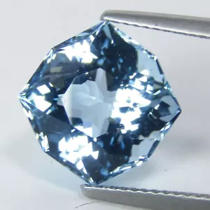 Cojín topacio azul cielo azul cielo excepcional 8,44 quilates corte personalizado gema suelta VDO - Imagen 1 de 6