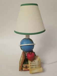 Vintage Heavy Resin Table Lamp for Teachers or Students/Globe Books Apple More  - Picture 1 of 7