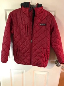 EUC Timberland Red quilted Fleece Lined hood Full Zip jacket sz M - Picture 1 of 6