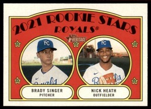 Brady Singer NIck Heath 2021 Topps Heritage Rookie Stars Card #129 Kansas City