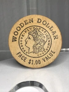 "Ficha de dólar de madera vintage 1976 ~ Centro de costura de Zielsdorf Lynnwood WA ~ 2""" - Imagen 1 de 3