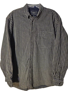 Camisa De Colección Haggar Generations Para Hombres Abotonada Grande Negra A Cuadros Pana Algodón L - Imagen 1 de 5
