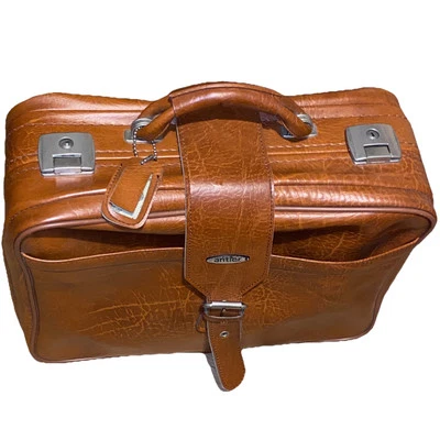 Vintage Antler Small Brown Faux Leather Suitcase Overnight Bag Prop Display - Image 1 of 4