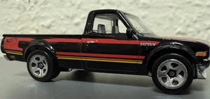 Hot Wheels Datsun 620 Pickup Truck Black Red Yellow Stripe 2013 Malaysia J29 - Picture 1 of 24