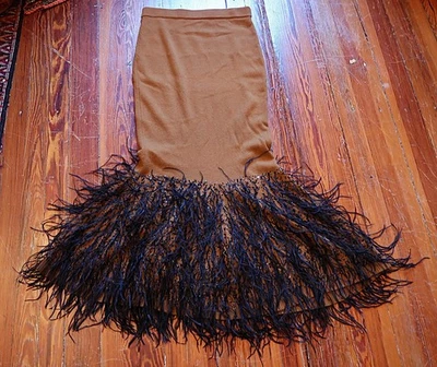 Michael Kors Fall Showroom Sample Cashmere Skirt w/Ostrich Feather/Sequins/Beads - Image 1 of 4