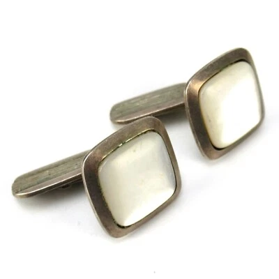 VINTAGE Manschettenknöpfe aus 835er Silber Perlmutt Meistermarke EK Cufflinks - Bild 1 von 4