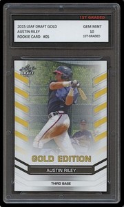 AUSTIN RILEY 2015 LEAF DRAFT GOLD 1ST GRADED 10 ROOKIE CARD RC ATLANTA BRAVES 