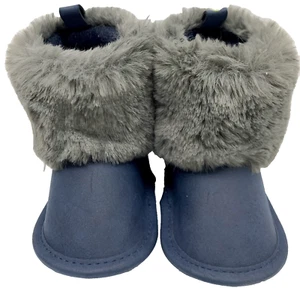 First Steps By Stepping Stones Blue Faux Fur Booties 3-6 Months - Picture 1 of 11