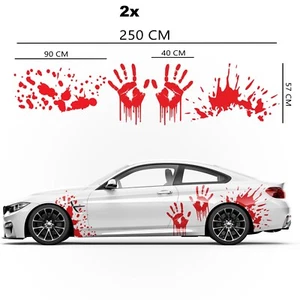 Auto Seitenaufkleber SET Blut Spritzer Blutige Hände Splash Horror Blood Flecken - Bild 1 von 5