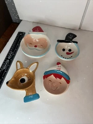 Christmas Measuring Cups 4 Piece Elf Snowman Reindeer Santa - Image 1 of 2