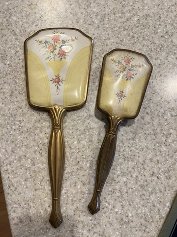 Vintage Hand Mirror And Brush Set Cover