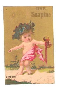 Tarjeta comercial victoriana c1890 jabón, jabón, Kendall Mfg. Octubre infantil - Imagen 1 de 2
