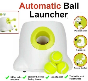 Auto Dog Ball Launcher Thrower w/3 Balls Automatic Tennis Fetch Throwing Machine - Picture 1 of 12