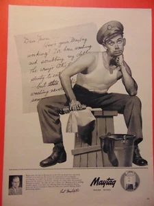 1943 G.I. Scrive lettera mamma Come funziona il tuo MAYTAG? pubblicità stampa foto arte - Foto 1 di 1