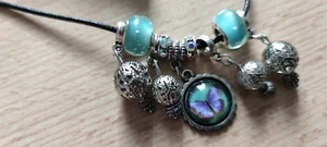 Kette türkis, Schmetterling silber Neu Anhänger Cabochon - Bild 1 von 6