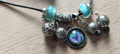 Kette türkis, Schmetterling silber Neu Anhänger Cabochon - Bild 1 von 4