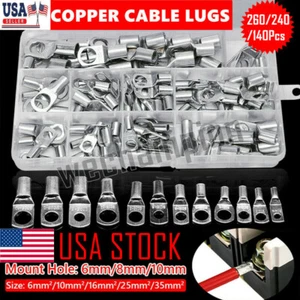 240Pcs 4WD Cable Lug Ring Battery Copper Tube Wire Connector Kits Crimp Terminal - Picture 1 of 19