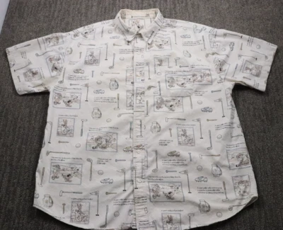 Looney Tunes Para Hombre 2XL Manga Corta Abotonada Golf Bugz Pato Lucas Años 90 MANCHAS Foto 1 de 4