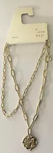 Gold Textured Round Pendant Multi-Strand Necklace - A New Day - Picture 1 of 1