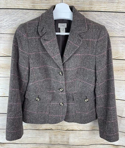 L. L. Bean Womens XS Houndstooth Tweed Blazer Jacket Wool - Picture 1 of 5