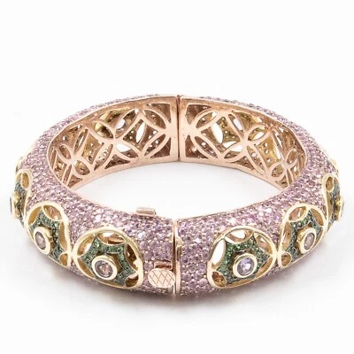 29.60ctTsavorite Amethyst& Sapphire 925SterlingSliver Bangle in Rose Gold Plated - Image 1 of 4